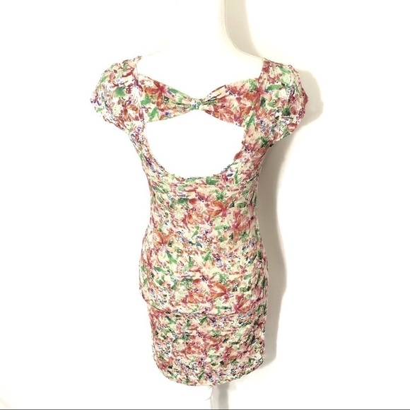 Free People Floral Spring Dress Sz Small Midi Pink Green - Picture 5 of 9